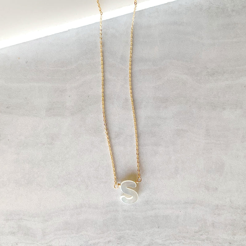 Mother Pearl Initial Necklace – Jewel Be Mine